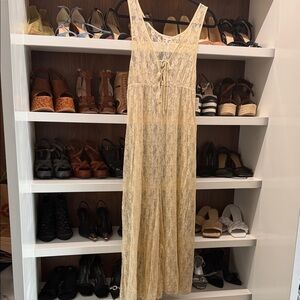 Free People Lace Maxi Dress in Gold